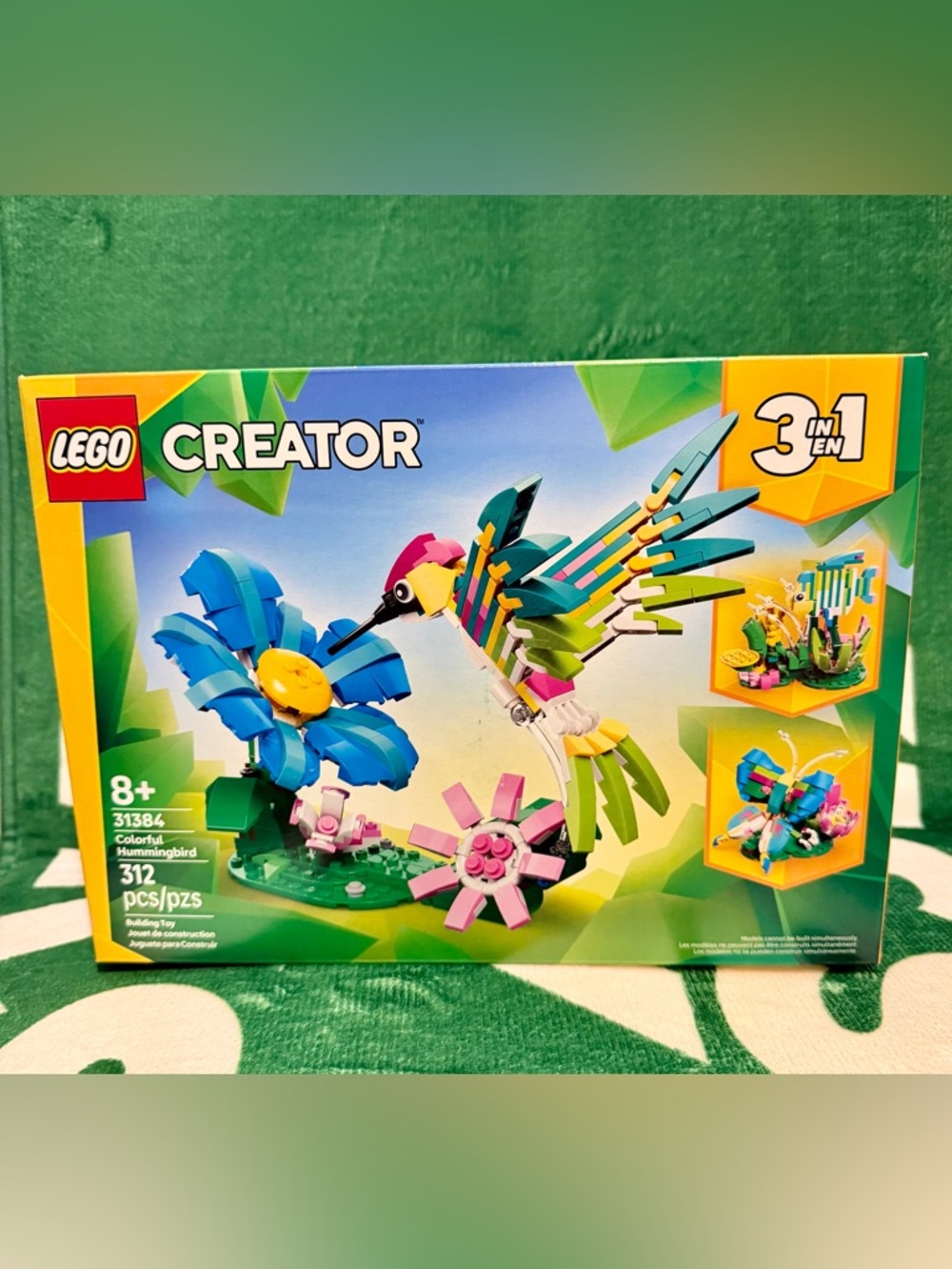 LEGO Creator 3 in1 Colorful Hummingbird/Butterfly/Fish 31384 Building Set 312pc